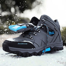 将图片加载到图库查看器,Men's Winter Snow Boots Waterproof Leather Sports Super Warm Men's Boots Outdoor Hiking Boots Work Travel Shoes Trail Climbing Shoes Lace Up Anti-Slip Waterproof Working Outdoor Boots