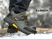 将图片加载到图库查看器,Men's Winter Snow Boots Waterproof Leather Sports Super Warm Men's Boots Outdoor Hiking Boots Work Travel Shoes Trail Climbing Shoes Lace Up Anti-Slip Waterproof Working Outdoor Boots