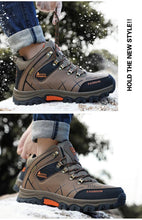 将图片加载到图库查看器,Men's Winter Snow Boots Waterproof Leather Sports Super Warm Men's Boots Outdoor Hiking Boots Work Travel Shoes Trail Climbing Shoes Lace Up Anti-Slip Waterproof Working Outdoor Boots