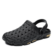 将图片加载到图库查看器,Men Sandals Summer Hole Shoes Rubber Tasteless Plastic Unisex Garden Shoes Black Beach Flat Men Sandals Non Slip Water Shoes Lightweight Home Slip On Walking Casual Holiday Shoes