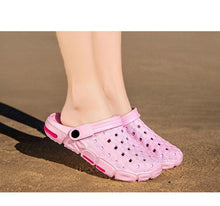 将图片加载到图库查看器,Men Sandals Summer Hole Shoes Rubber Tasteless Plastic Unisex Garden Shoes Black Beach Flat Men Sandals Non Slip Water Shoes Lightweight Home Slip On Walking Casual Holiday Shoes