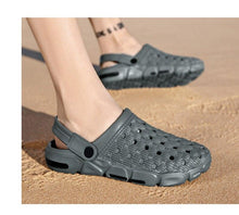 将图片加载到图库查看器,Men Sandals Summer Hole Shoes Rubber Tasteless Plastic Unisex Garden Shoes Black Beach Flat Men Sandals Non Slip Water Shoes Lightweight Home Slip On Walking Casual Holiday Shoes