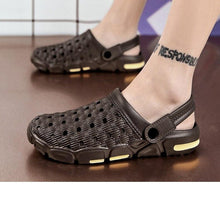 将图片加载到图库查看器,Men Sandals Summer Hole Shoes Rubber Tasteless Plastic Unisex Garden Shoes Black Beach Flat Men Sandals Non Slip Water Shoes Lightweight Home Slip On Walking Casual Holiday Shoes