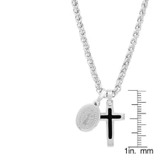 Load image into Gallery viewer, Men Stainless Steel Necklace with Cross and St. Benedict Pendants