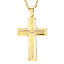 将图片加载到图库查看器,Men Stainless Steel Our Father English Prayer Rotating Cross Pendant