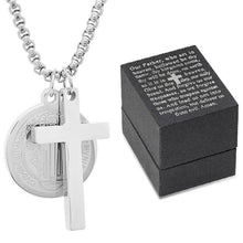 Load image into Gallery viewer, Men Stainless Steel Saint Benedict and Cross Charm with Prayer Gift Box