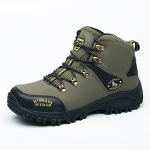 Load image into Gallery viewer, Men Waterproof Hiking Shoes Breathable Tactical Combat Boots New Outdoor Climbing Shoes Winter Snow Boots Warm Fur Lined Non Slip Leather Hiking Walking Shoes For Mens