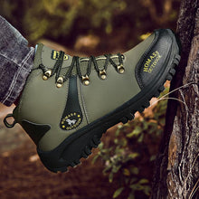 Load image into Gallery viewer, Men Waterproof Hiking Shoes Breathable Tactical Combat Boots New Outdoor Climbing Shoes Winter Snow Boots Warm Fur Lined Non Slip Leather Hiking Walking Shoes For Mens