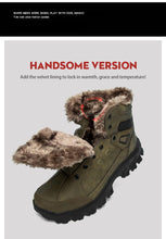 将图片加载到图库查看器,Men Winter Snow Boots Waterproof Leather Outdoor Hiqh Quality Boots Training Boots Non-Slip Warm Waterproof Mid Calf Shoes Outdoor Hiking Climbing Full Fur Lined Design