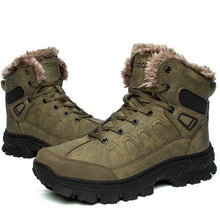 将图片加载到图库查看器,Men Winter Snow Boots Waterproof Leather Outdoor Hiqh Quality Boots Training Boots Non-Slip Warm Waterproof Mid Calf Shoes Outdoor Hiking Climbing Full Fur Lined Design
