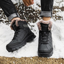 将图片加载到图库查看器,Men Winter Snow Boots Waterproof Leather Outdoor Hiqh Quality Boots Training Boots Non-Slip Warm Waterproof Mid Calf Shoes Outdoor Hiking Climbing Full Fur Lined Design