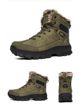 将图片加载到图库查看器,Men Winter Snow Boots Waterproof Leather Outdoor Hiqh Quality Boots Training Boots Non-Slip Warm Waterproof Mid Calf Shoes Outdoor Hiking Climbing Full Fur Lined Design