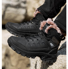 将图片加载到图库查看器,Men Winter Snow Boots Waterproof Leather Outdoor Hiqh Quality Boots Training Boots Non-Slip Warm Waterproof Mid Calf Shoes Outdoor Hiking Climbing Full Fur Lined Design