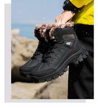 将图片加载到图库查看器,Men Winter Snow Boots Waterproof Leather Outdoor Hiqh Quality Boots Training Boots Non-Slip Warm Waterproof Mid Calf Shoes Outdoor Hiking Climbing Full Fur Lined Design