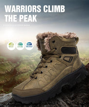 将图片加载到图库查看器,Men Winter Snow Boots Waterproof Leather Outdoor Hiqh Quality Boots Training Boots Non-Slip Warm Waterproof Mid Calf Shoes Outdoor Hiking Climbing Full Fur Lined Design