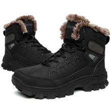 将图片加载到图库查看器,Men Winter Snow Boots Waterproof Leather Outdoor Hiqh Quality Boots Training Boots Non-Slip Warm Waterproof Mid Calf Shoes Outdoor Hiking Climbing Full Fur Lined Design
