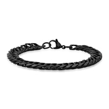 Load image into Gallery viewer, Men's Black IP Stainless Steel Cuban Link Chain Bracelet
