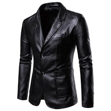 Load image into Gallery viewer, Men's Blazer Faux Leather Jacket