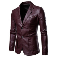Load image into Gallery viewer, Men's Blazer Faux Leather Jacket