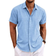 Load image into Gallery viewer, Men's Button Down Shirt Short Sleeve Plain Lapel