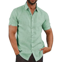 将图片加载到图库查看器,Mens Button Down Short Sleeve Linen Shirts