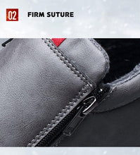 将图片加载到图库查看器,Mens Casual Winter Warm Ankle Boots Fashion Snow Boots Outdoor Footwear Black Sneakers Men's Leather Lined Warm Anti-slip Outdoor Work Shoes
