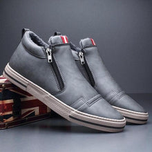 将图片加载到图库查看器,Mens Casual Winter Warm Ankle Boots Fashion Snow Boots Outdoor Footwear Black Sneakers Men's Leather Lined Warm Anti-slip Outdoor Work Shoes
