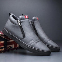 将图片加载到图库查看器,Mens Casual Winter Warm Ankle Boots Fashion Snow Boots Outdoor Footwear Black Sneakers Men's Leather Lined Warm Anti-slip Outdoor Work Shoes