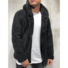 Load image into Gallery viewer, Men's Fuzzy Sherpa Hooded Solid Coat