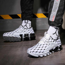 Load image into Gallery viewer, Mens Lightweight Breathable White Sneakers Casual Spring New Fashion Comfortable Walking Slip-On Sneakers Breathable Fashion Athletic Gym Casual Tennis Sneakers Modern Design Shoes
