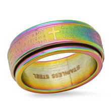 将图片加载到图库查看器,Men's Multi-IP Stainless Steel Prayer Spinner Ring