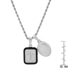 Load image into Gallery viewer, Men's Our Lady of Guadalupe and Black Enamel Dog Tag Pendant