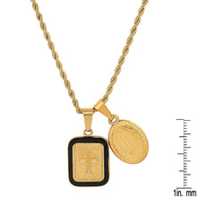 Load image into Gallery viewer, Men's Our Lady of Guadalupe and Black Enamel Dog Tag Pendant