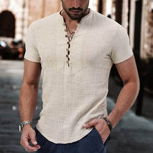 Load image into Gallery viewer, Men's Popover Shirt Short Sleeve Plain V Neck