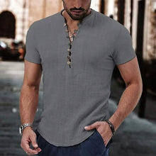 Load image into Gallery viewer, Men's Popover Shirt Short Sleeve Plain V Neck