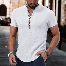 Load image into Gallery viewer, Men's Popover Shirt Short Sleeve Plain V Neck