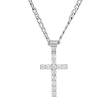 Load image into Gallery viewer, Men's Stainless Steel And Simulated Diamonds Cross Pendant