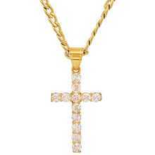 Load image into Gallery viewer, Men's Stainless Steel And Simulated Diamonds Cross Pendant