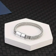 Load image into Gallery viewer, Men's Stainless Steel Braided Bracelet with Magnetic Clasp