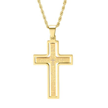 Load image into Gallery viewer, Men's Stainless Steel The Lord's Prayer Rotating Cross Pendant Necklace