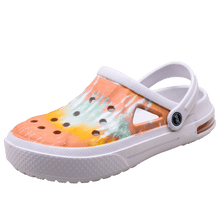 将图片加载到图库查看器,Mens Womens Sandals Hole Shoes Rubber Clogs Couple Garden Shoes Color Printing Air Cushion Beach Sandals Unisex Garden Clogs Lightweight Slip On Women Men Beach Sandals Water Shoes