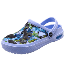 将图片加载到图库查看器,Mens Womens Sandals Hole Shoes Rubber Clogs Couple Garden Shoes Color Printing Air Cushion Beach Sandals Unisex Garden Clogs Lightweight Slip On Women Men Beach Sandals Water Shoes
