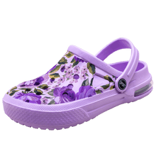 将图片加载到图库查看器,Mens Womens Sandals Hole Shoes Rubber Clogs Couple Garden Shoes Color Printing Air Cushion Beach Sandals Unisex Garden Clogs Lightweight Slip On Women Men Beach Sandals Water Shoes