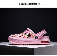 将图片加载到图库查看器,Mens Womens Sandals Hole Shoes Rubber Clogs Couple Garden Shoes Color Printing Air Cushion Beach Sandals Unisex Garden Clogs Lightweight Slip On Women Men Beach Sandals Water Shoes