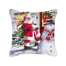 Load image into Gallery viewer, Merry Christmas Cushion Covers Snowman Christmas Santa Pillow Covers Santa Claus Pillow Covers Christmas Tree Santa Deer Printed Pillow Cover Home Decor Pillowcase For Couch 45X45CM