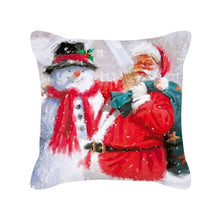 Load image into Gallery viewer, Merry Christmas Cushion Covers Snowman Christmas Santa Pillow Covers Santa Claus Pillow Covers Christmas Tree Santa Deer Printed Pillow Cover Home Decor Pillowcase For Couch 45X45CM