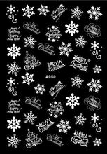 Load image into Gallery viewer, Merry Christmas Nail Art Decals Decoration Self Adhesive Nail Art Stickers Manicure Design White Snow Sticker for Nail Design Xmas Gift Nails Snowflake Nail Art Stickers Decals Christmas Nail 3D Self Adhesive Nail Stickers for Acrylic Nails Snowflake