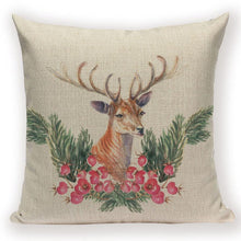 Load image into Gallery viewer, Merry Christmas Tree Cute Deer Happy Festival New Year Decorations Christmas Throw Pillow Covers Christmas Decorative Couch Pillow Cases Cotton Linen Pillow Square Cushion Cover For Home Bed