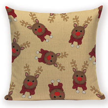Load image into Gallery viewer, Merry Christmas Tree Cute Deer Happy Festival New Year Decorations Christmas Throw Pillow Covers Christmas Decorative Couch Pillow Cases Cotton Linen Pillow Square Cushion Cover For Home Bed