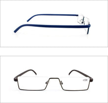 将图片加载到图库查看器,Metal Anti Blue Light Reading Glasses Men Half Frame Prescription Eyeglasses Male Eyewear With Case For Men And Women Unisex Stylish Eyeglasses Glasses Clear Lens +1.75